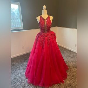 Bright pink pageant gown for preteen